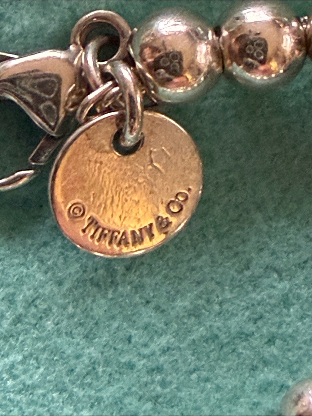 Tiffany & Co. Silver Bead Bracelet with blue Heart Charm - Picture 4 of 9